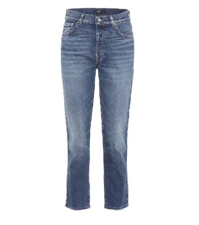 7 For All Mankind Josefina Mid-rise Cropped Jeans In Blue