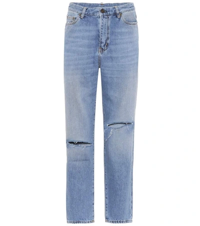 Saint Laurent High-waisted Cropped Jeans In Blue