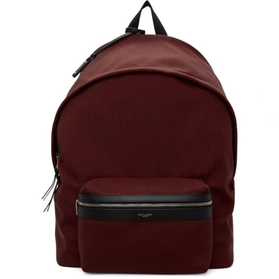 Saint Laurent Red Canvas City Backpack In 6266 Red