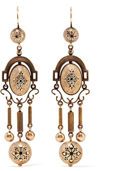 Fred Leighton 1880s 14-karat Gold Enamel Earrings