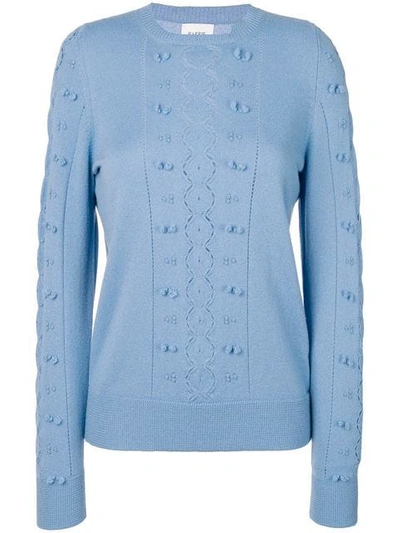 Barrie Fluttering Lace Crew-neck Cashmere Sweater In Blue