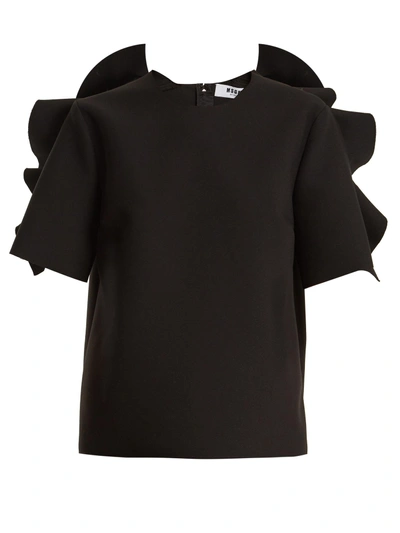 Msgm Ruffle-trimmed Crepe Top In Black