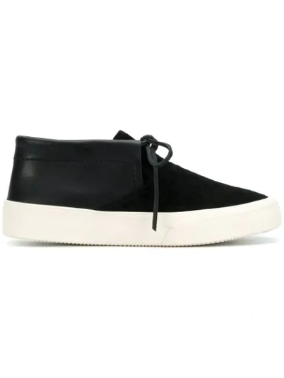 Maison Margiela Contrast Suede And Leather Desert Boots In Black
