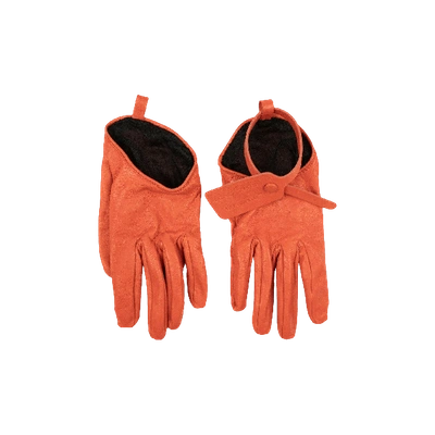 Pre-owned Off-white Leather Zip Tie Gloves 'orange'