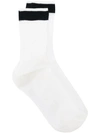 Valentino Striped-ankle Ribbed Silk-blend Socks In White