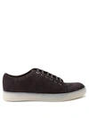 Lanvin Low-top Nubuck Leather Trainers In Black