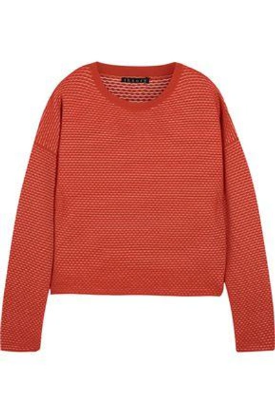 Theory Woman Tamrist Textured-knit Sweater Red