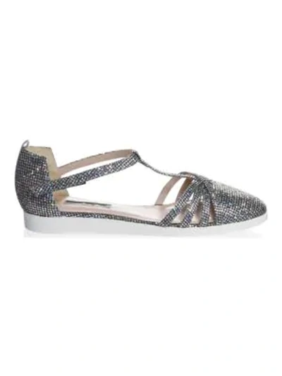 Sjp By Sarah Jessica Parker Meteor T-strap Linen Flats In Silver