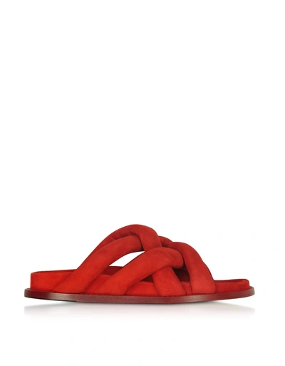 Proenza Schouler Tulip Red Suede Flat Sandals