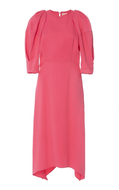 Khaite Asymmetric Cutout Crepe Midi Dress In Pink