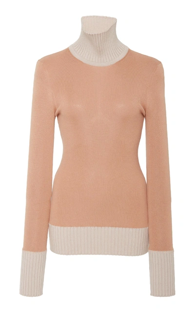 Victoria Beckham Fine Gauge Rib With Chunky Trim Polo In Pink