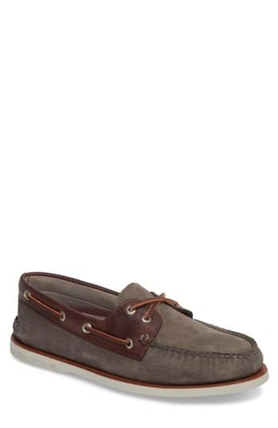 Sperry Gold Cup In Grey/ Burgundy Leather Nubuck