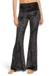 Onzie Flare Leg Yoga Pants In Black Crushed Velvet