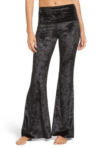 Onzie Flare Leg Yoga Pants In Black Crushed Velvet
