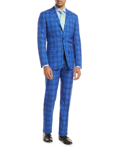 Kiton Ombre Plaid Two-piece Suit In Blue