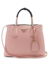 Prada - Double Saffiano Leather Bag - Womens - Pink Navy