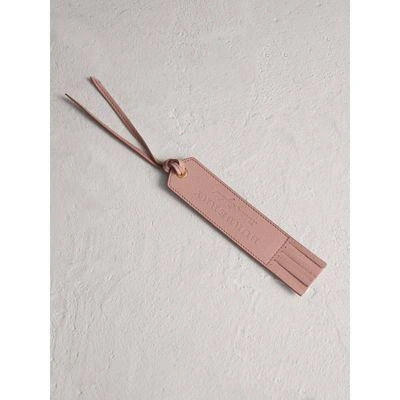 Burberry Embossed Leather Bookmark In Pale Ash Rose