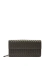 Bottega Veneta Intrecciato Continental Leather Wallet In Dark Grey