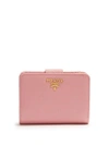 Prada Compact Zip-around Saffiano Leather Wallet In Pink