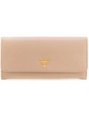 Prada Saffiano Foldover Wallet - Neutrals