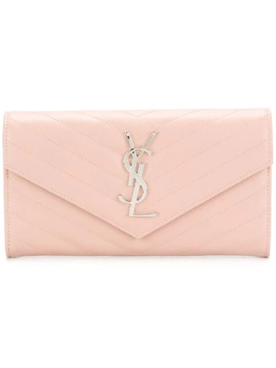 Saint Laurent Large Monogram Flap Wallet In Pink