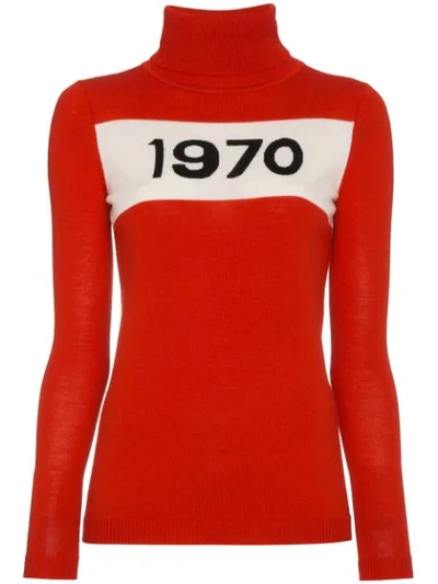 Bella Freud Wool Long Sleeve 1970 Sweater In Red