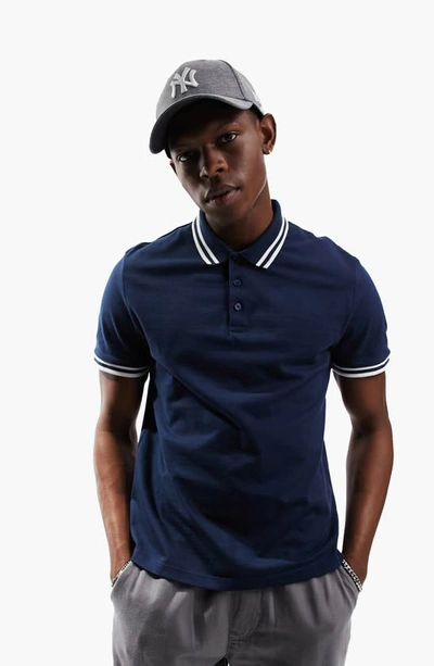 Asos Design Tipped Pique Polo Shirt In Navy In Navy