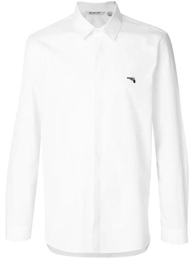 Neil Barrett Gun Detail Cotton Poplin Shirt In White