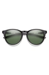 Smith Wander 55mm Chromapop™ Polarized Round Sunglasses In Black / Grey Green