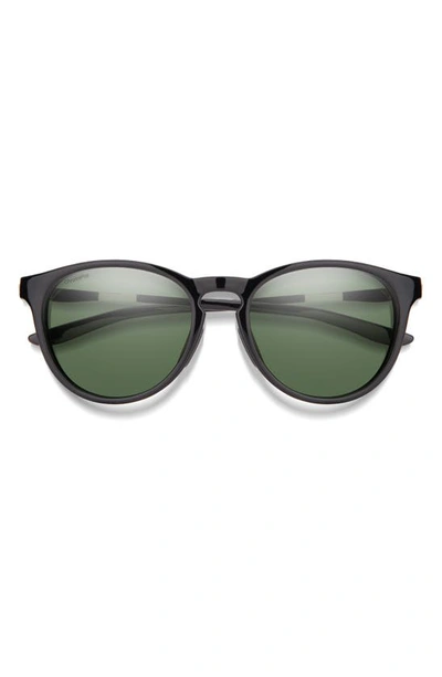 Smith Wander 55mm Chromapop™ Polarized Round Sunglasses In Black / Grey Green