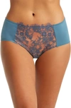 Skarlett Blue Entice Lace Trim Briefs In Sea/ Rose