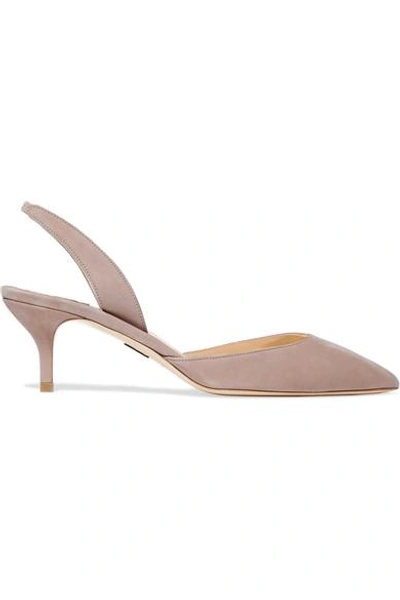 Paul Andrew Rhea Suede Slingback Pumps In Beige