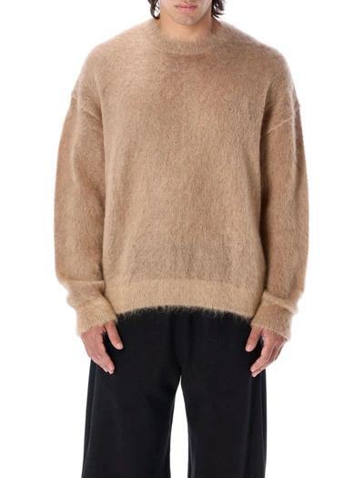 Off-white Camel-coloured Mohair Blend Crew Neck Sweater