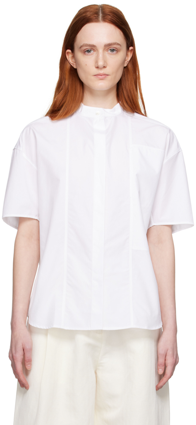 Mark Kenly Domino Tan Sarah White Cotton-poplin Shirt