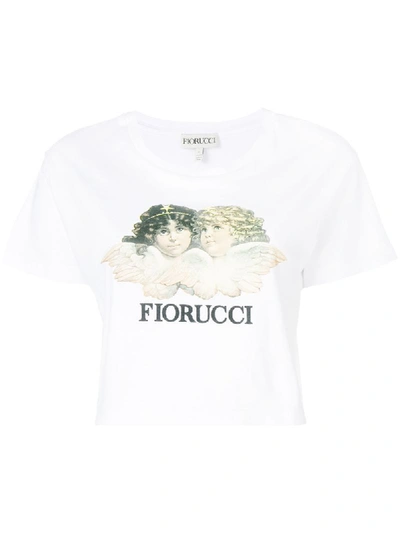 Fiorucci Vintage Angels Cropped Jersey T-shirt In White