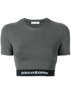 Rabanne Logo Print Cropped T In Grey