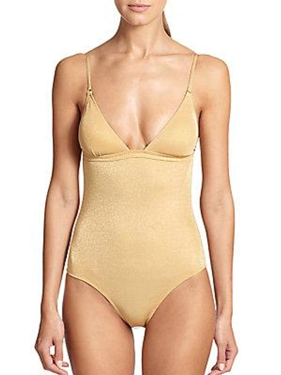 Melissa Odabash One-piece Metallic Swimsuit In Gold