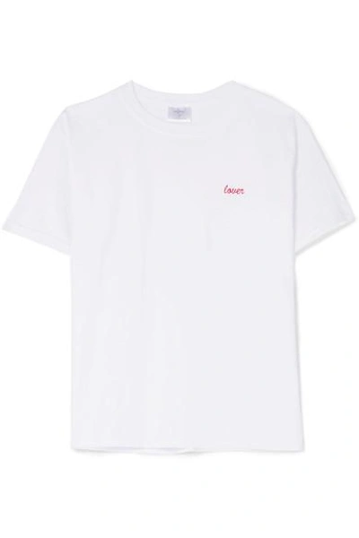 Double Trouble Gang Lover Embroidered Cotton-jersey T-shirt In White