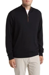 Peter Millar Crown Autumn Crest Quarter Zip Sweater In Black