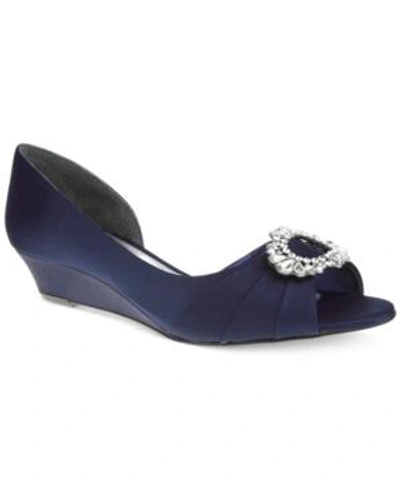 Nina Rivka D'orsay Evening Wedges Women's Shoes In New Navy