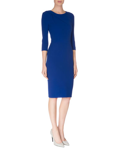 Roland Mouret 3/4-sleeve Round-neck Sheath Dress, Royal Blue | ModeSens