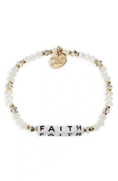 Little Words Project Faith Beaded Stretch Bracelet In Empire/ White