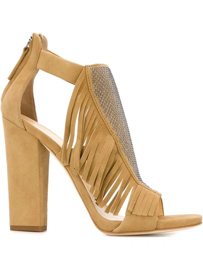 Giuseppe Zanotti 'alabama' Fringed Sandals In Beige