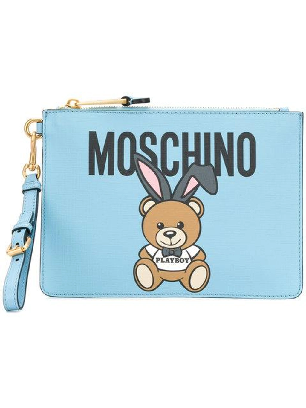 Moschino Teddy Playboy Clutch In Blue ModeSens