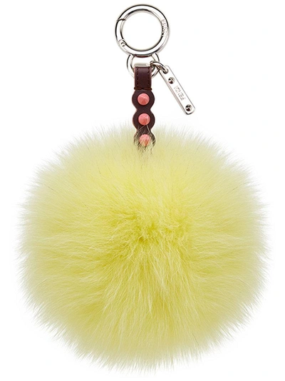 Fendi Pompom Bag Charm In Yellow