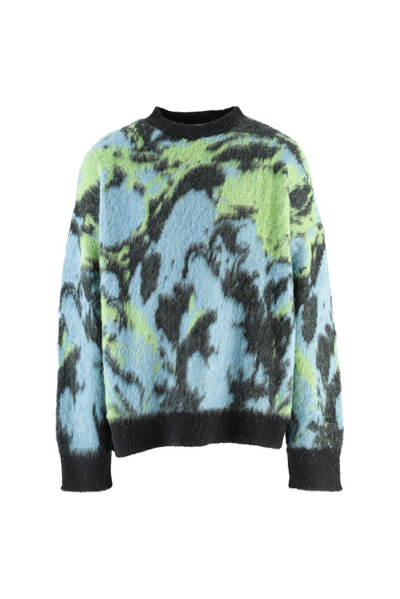 Msgm Abstract Graphic Jacquard Knit Jumper In Schwarz