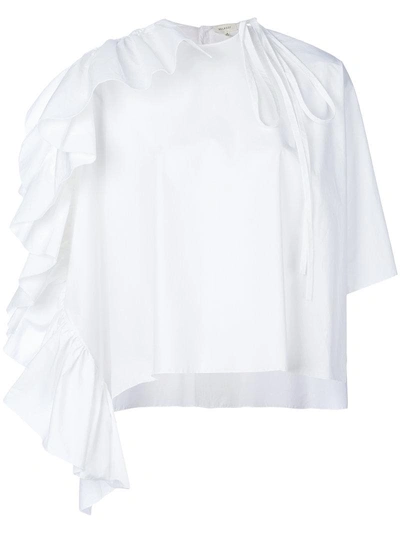 Delpozo Ruffled Cotton Shirt In White