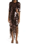 Jonathan Simkhai Jillian Sequin Side Cutout Cocktail Dress In Chocolate