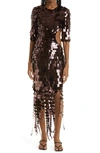 Simkhai Jillian Sequin Side Cutout Cocktail Dress In Chocolate