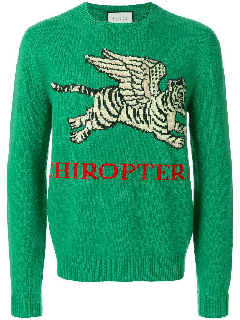 gucci green tiger sweater